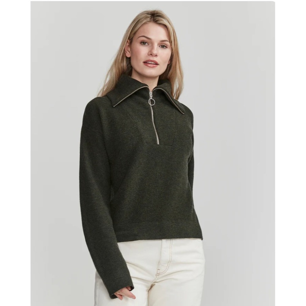 Holebrook Sweden Womens Merino Wool Quarter Zip Sweater Green Medium A02415